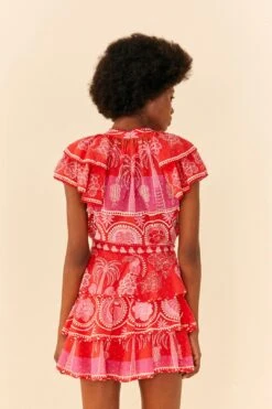 Farm Rio Red Summer Sunrise Mini Skirt -Colorful Wear Store 311481 03