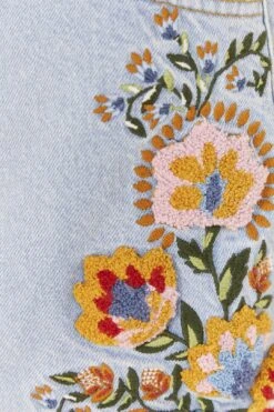 Farm Rio Summer Garden Embroidered Denim Shorts -Colorful Wear Store 311873 05