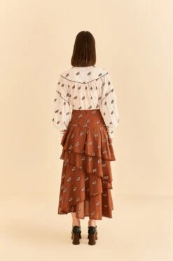 Farm Rio Caramel Embroidered Horses Layered Maxi Skirt 7 Farm Rio Caramel Embroidered Horses Layered Maxi Skirt -Colorful Wear Store 311980 03