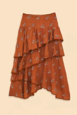 Farm Rio Caramel Embroidered Horses Layered Maxi Skirt 9 Farm Rio Caramel Embroidered Horses Layered Maxi Skirt -Colorful Wear Store 311980 05