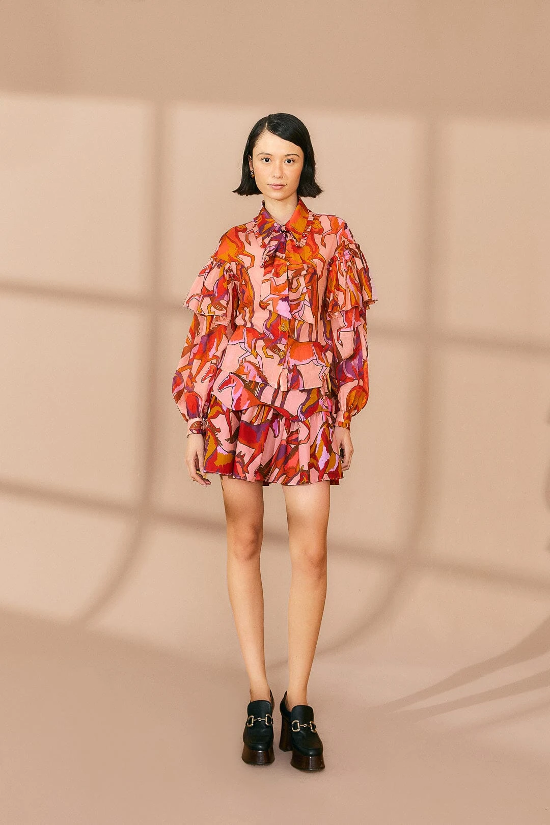 Farm Rio Rose Wild Horses Tiered Mini Skirt 2 Farm Rio Rose Wild Horses Tiered Mini Skirt - Image 2