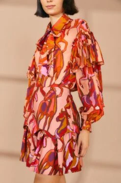 Farm Rio Rose Wild Horses Tiered Mini Skirt 8 Farm Rio Rose Wild Horses Tiered Mini Skirt -Colorful Wear Store 311997 03