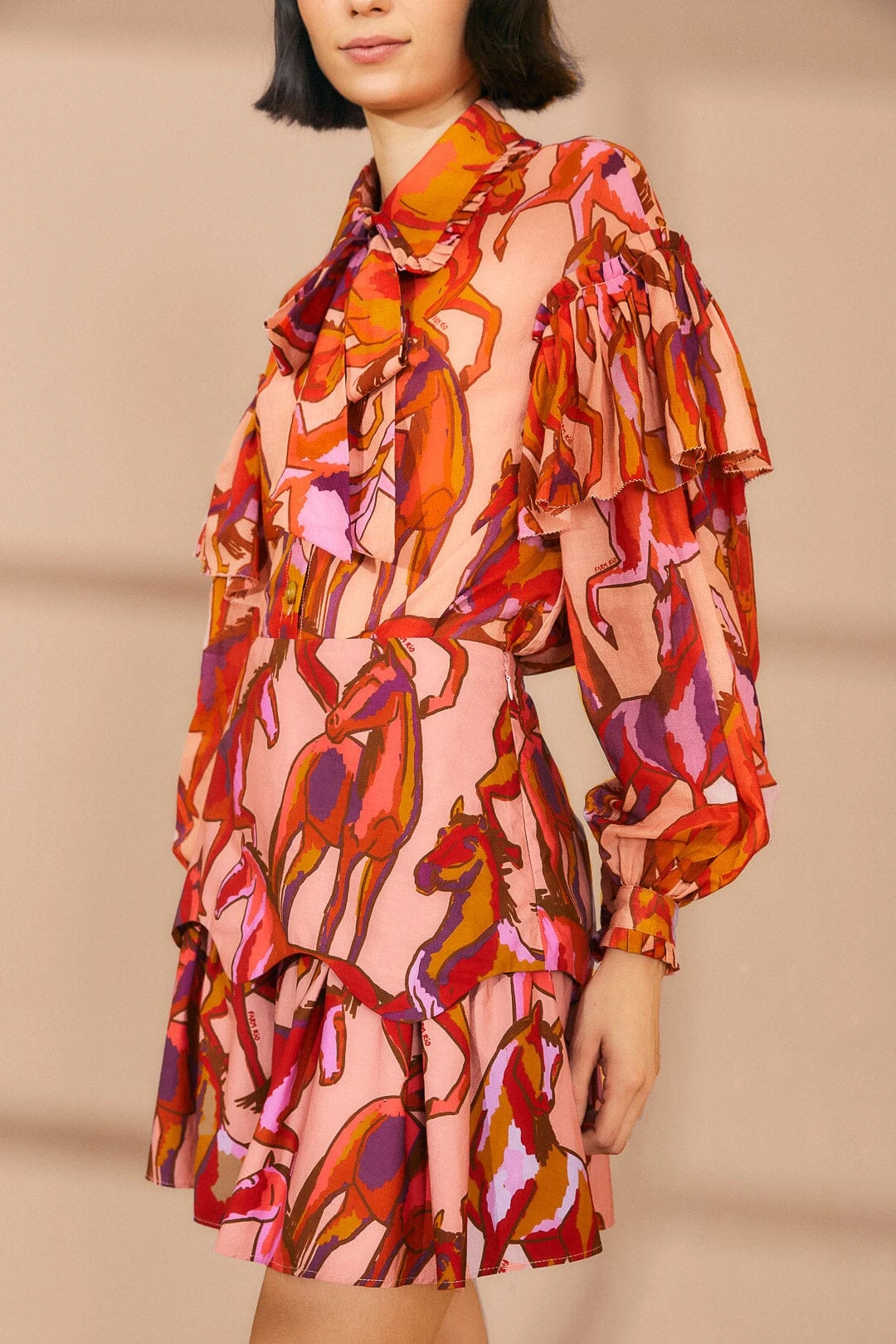 Farm Rio Rose Wild Horses Tiered Mini Skirt 3 Farm Rio Rose Wild Horses Tiered Mini Skirt - Image 3