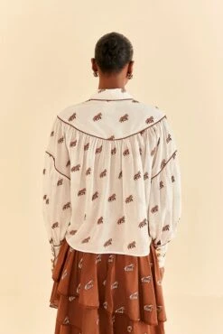 Farm Rio Off-White Embroidered Horses Blouse -Colorful Wear Store 312012 05