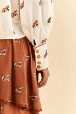 Farm Rio Off-White Embroidered Horses Blouse -Colorful Wear Store 312012 06