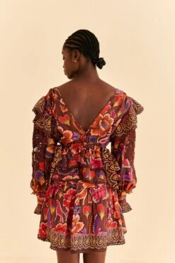 Farm Rio Brown Bright Flora Mini Skirt -Colorful Wear Store 312014 04