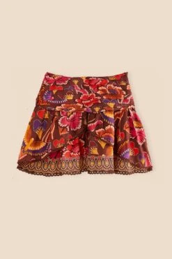 Farm Rio Brown Bright Flora Mini Skirt -Colorful Wear Store 312014 06