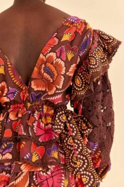 Farm Rio Brown Bright Flora Blouse 10 Farm Rio Brown Bright Flora Blouse -Colorful Wear Store 312020 06