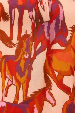 Farm Rio Rose Wild Horses Bow Neck Tie Blouse 10 Farm Rio Rose Wild Horses Bow Neck Tie Blouse -Colorful Wear Store 312022 05