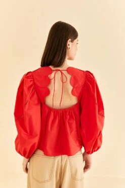 Farm Rio Red Heart Shaped Neckline Blouse -Colorful Wear Store 312025 04