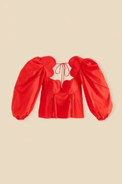 Farm Rio Red Heart Shaped Neckline Blouse -Colorful Wear Store 312025 06