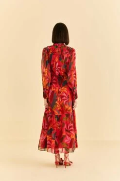 Farm Rio Red Rooster Leaves Long Sleeve Maxi Dress 6 Farm Rio Red Rooster Leaves Long Sleeve Maxi Dress -Colorful Wear Store 312034 04