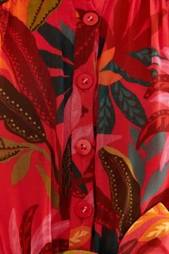 Farm Rio Red Rooster Leaves Long Sleeve Maxi Dress 7 Farm Rio Red Rooster Leaves Long Sleeve Maxi Dress -Colorful Wear Store 312034 05