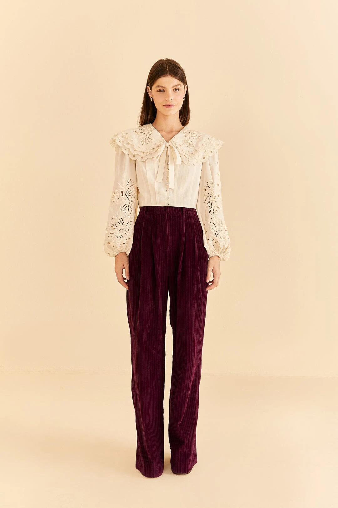 Farm Rio Off-White Richelieu Big Collar Blouse 2 Farm Rio Off-White Richelieu Big Collar Blouse - Image 2