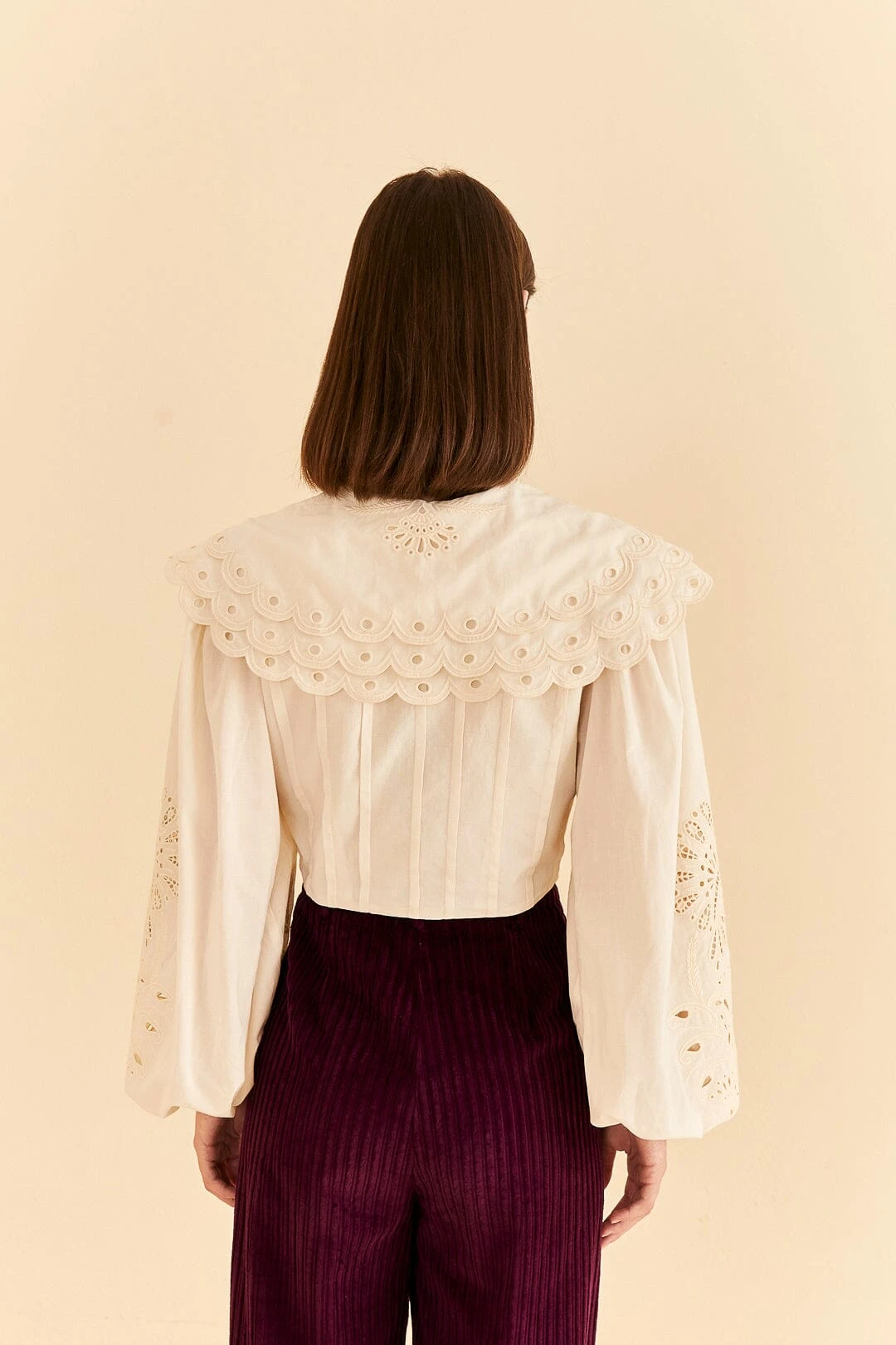 Farm Rio Off-White Richelieu Big Collar Blouse 4 Farm Rio Off-White Richelieu Big Collar Blouse - Image 4