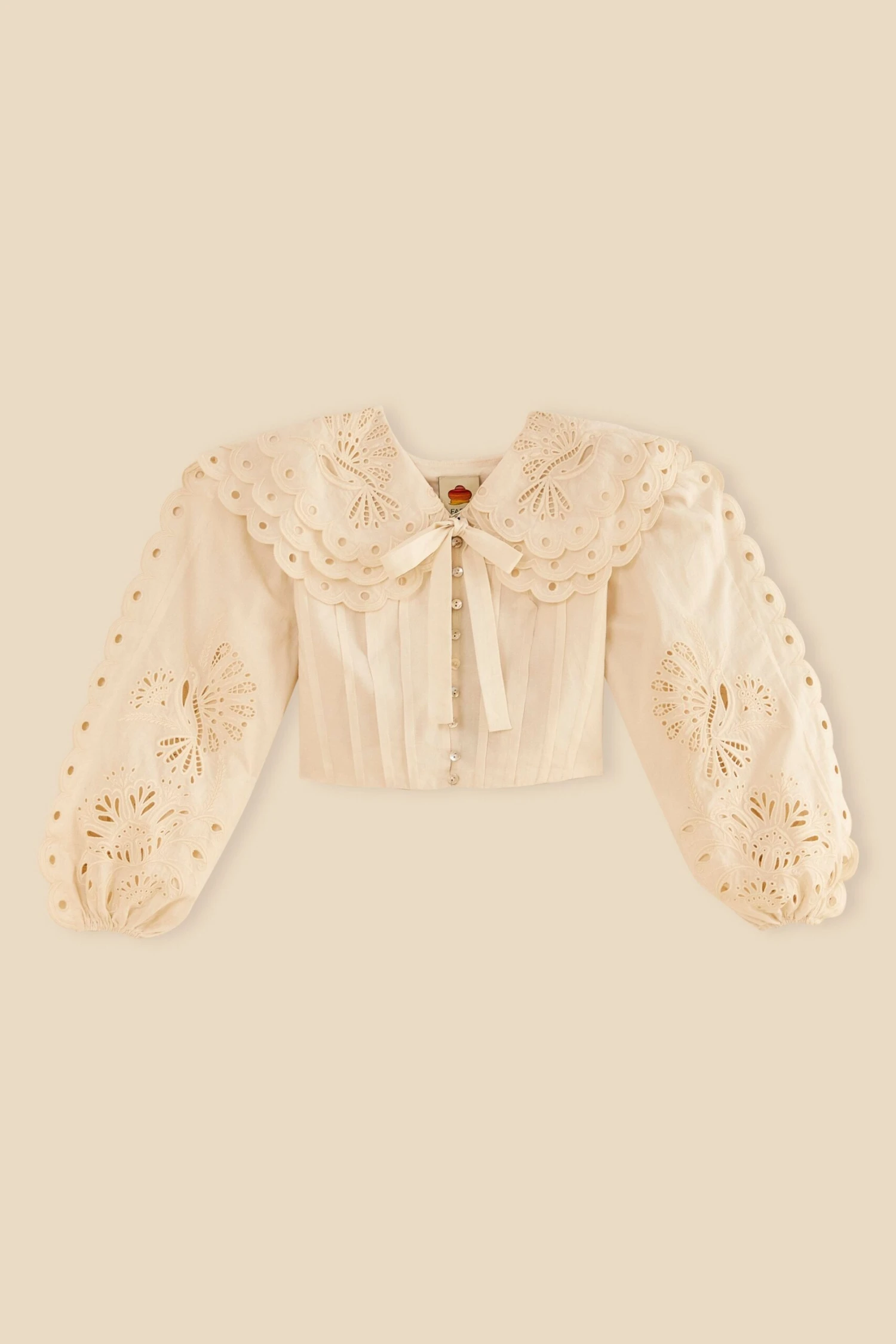 Farm Rio Off-White Richelieu Big Collar Blouse 6 Farm Rio Off-White Richelieu Big Collar Blouse - Image 6