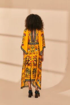 Farm Rio Yellow Tropical Tapestry Kaftan Dress -Colorful Wear Store 312047 04