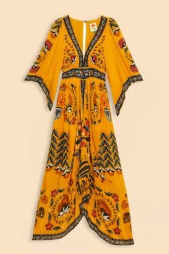 Farm Rio Yellow Tropical Tapestry Kaftan Dress -Colorful Wear Store 312047 06