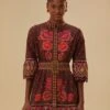 Farm Rio Brown Bright Flora Short Sleeve Mini Dress
