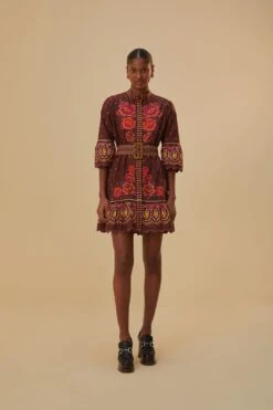 Farm Rio Brown Bright Flora Short Sleeve Mini Dress 7 Farm Rio Brown Bright Flora Short Sleeve Mini Dress -Colorful Wear Store 312050 03