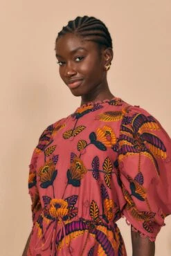 Farm Rio Blush Living Bloom Short Sleeve Mini Dress -Colorful Wear Store 312186 02