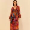 Farm Rio Vintage Wave Long Sleeve Maxi Dress