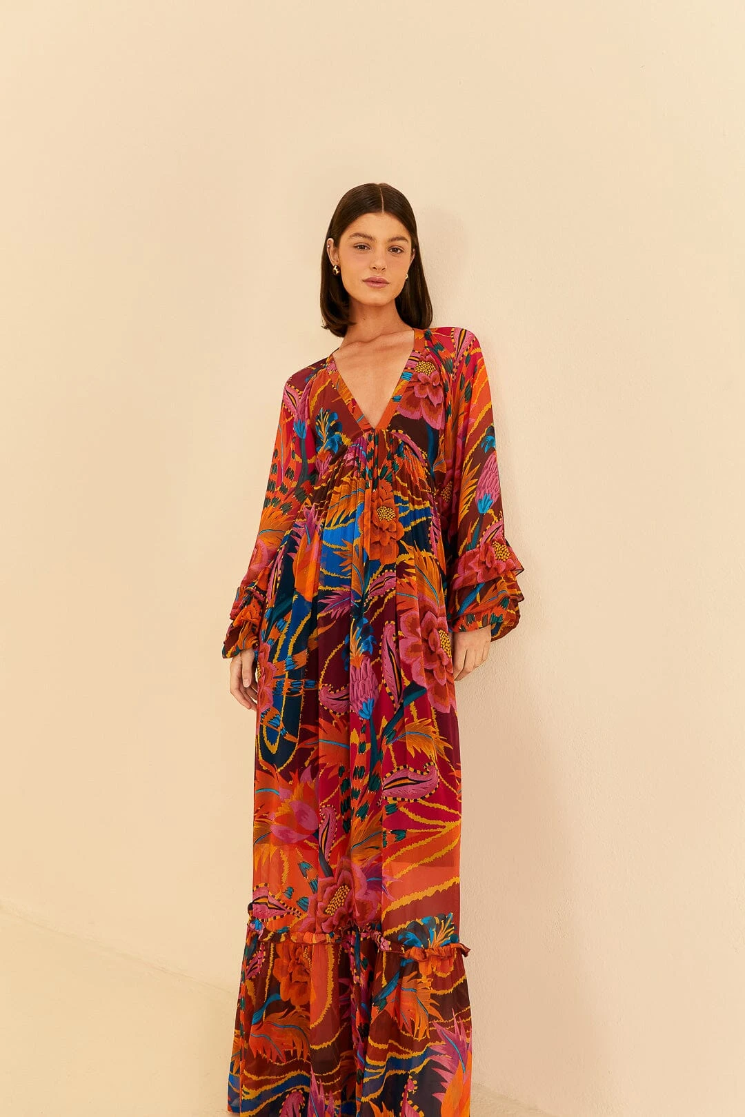 Farm Rio Vintage Wave Long Sleeve Maxi Dress 1 Farm Rio Vintage Wave Long Sleeve Maxi Dress