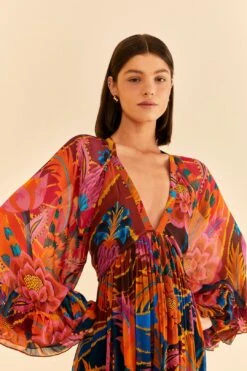 Farm Rio Vintage Wave Long Sleeve Maxi Dress 10 Farm Rio Vintage Wave Long Sleeve Maxi Dress -Colorful Wear Store 312218 03