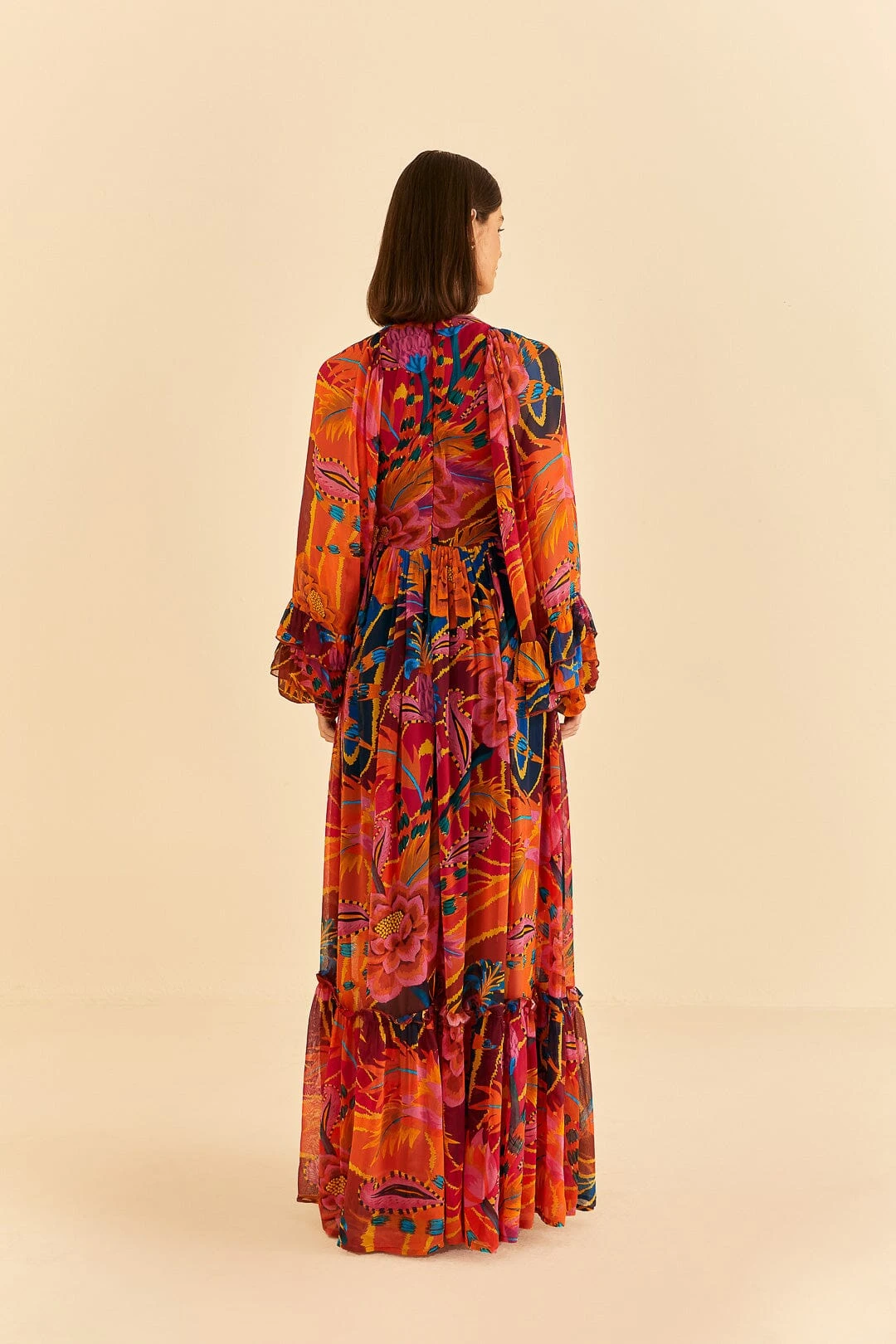 Farm Rio Vintage Wave Long Sleeve Maxi Dress 4 Farm Rio Vintage Wave Long Sleeve Maxi Dress - Image 4