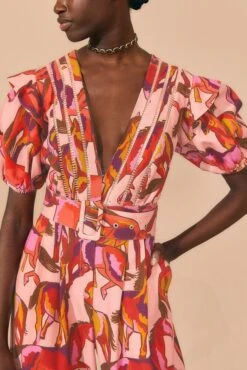 Farm Rio Rose Wild Horses Pleated Short Sleeve Jumpsuit -Colorful Wear Store 312232 03 1