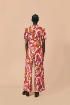 Farm Rio Rose Wild Horses Pleated Short Sleeve Jumpsuit -Colorful Wear Store 312232 04 1