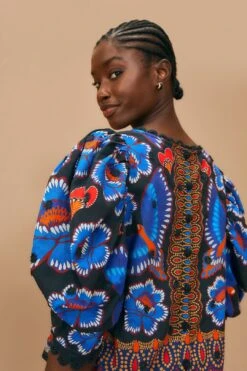 Farm Rio Black Ainika Sparkle Short Sleeve Blouse 8 Farm Rio Black Ainika Sparkle Short Sleeve Blouse -Colorful Wear Store 312281 03