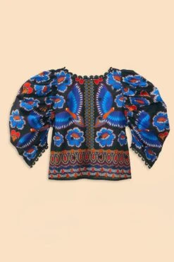 Farm Rio Black Ainika Sparkle Short Sleeve Blouse 10 Farm Rio Black Ainika Sparkle Short Sleeve Blouse -Colorful Wear Store 312281 06