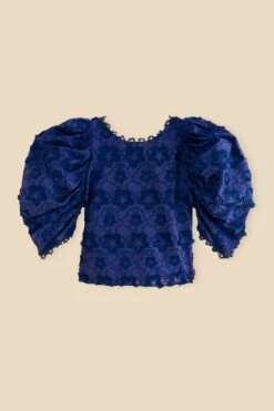 Farm Rio Navy Blue 3d Star Texture Blouse -Colorful Wear Store 312282 07