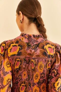 Farm Rio Blush Garden Bloom Smocked Blouse -Colorful Wear Store 312287 04