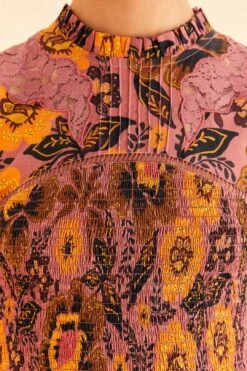 Farm Rio Blush Garden Bloom Smocked Blouse -Colorful Wear Store 312287 05