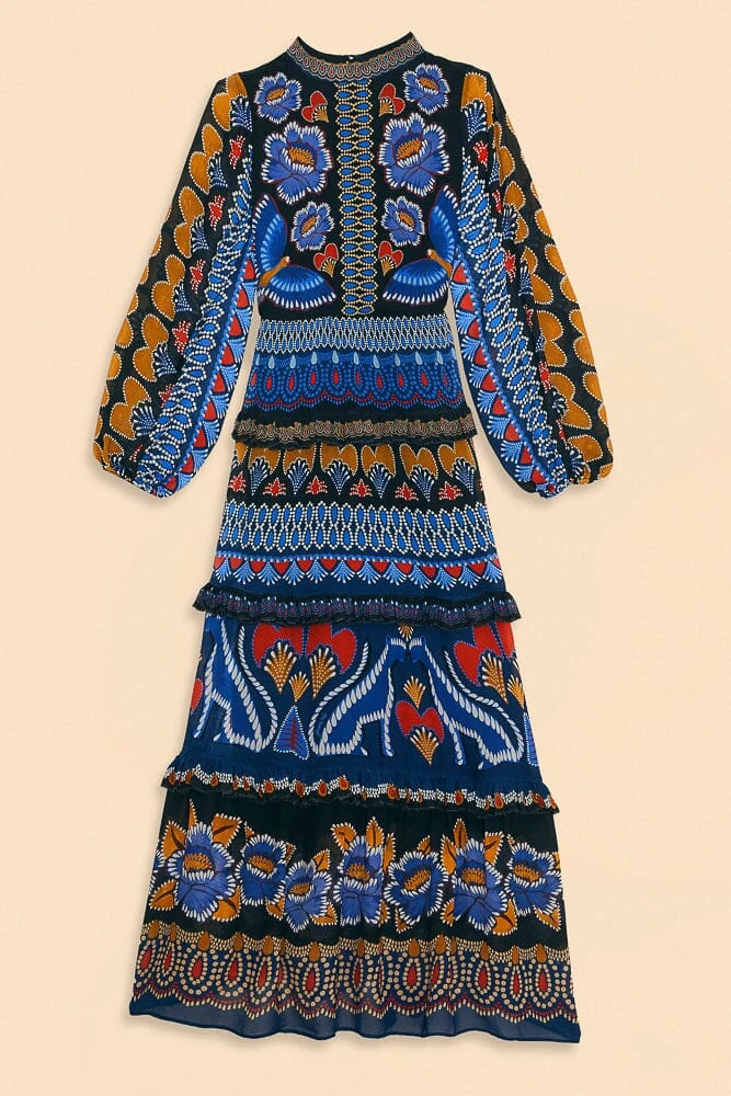 Farm Rio Black Ainika Sparkle Long Sleeve Maxi Dress 6 Farm Rio Black Ainika Sparkle Long Sleeve Maxi Dress - Image 6