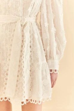 Farm Rio Off-White 3d Flower Pleated Mini Dress -Colorful Wear Store 312366 05