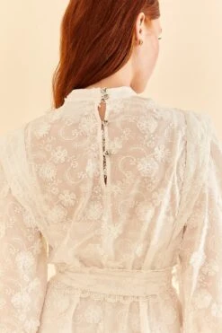 Farm Rio Off-White 3d Flower Pleated Mini Dress -Colorful Wear Store 312366 06