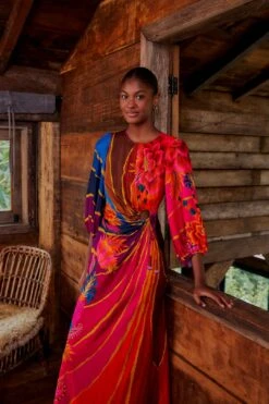 Farm Rio Vintage Wave Circle Cut-Out Midi Dress