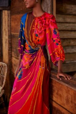 Farm Rio Vintage Wave Circle Cut-Out Midi Dress -Colorful Wear Store 312373 03