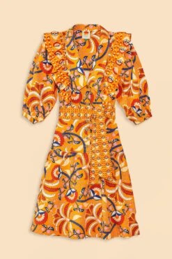 Farm Rio Yellow Palms Party Midi Dress -Colorful Wear Store 312461 08