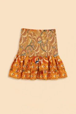 Farm Rio Yellow Palms Party Smocked Mini Skirt -Colorful Wear Store 312548 06