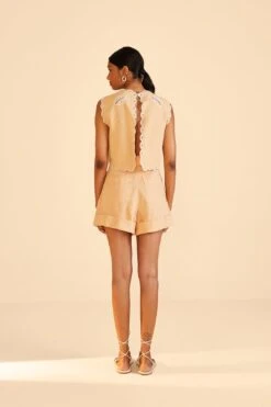 Farm Rio Sand Richelieu Sleeveless Crop Top -Colorful Wear Store 313592 04