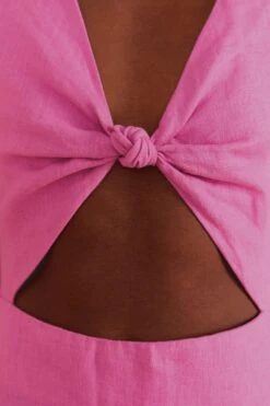 Farm Rio Pink Cut Out Short Sleeve Midi Dress -Colorful Wear Store 313597 05