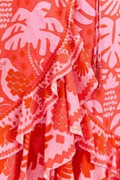 Farm Rio Red Jungle Scarf Wrap Midi Dress 8 Farm Rio Red Jungle Scarf Wrap Midi Dress -Colorful Wear Store 313599 04