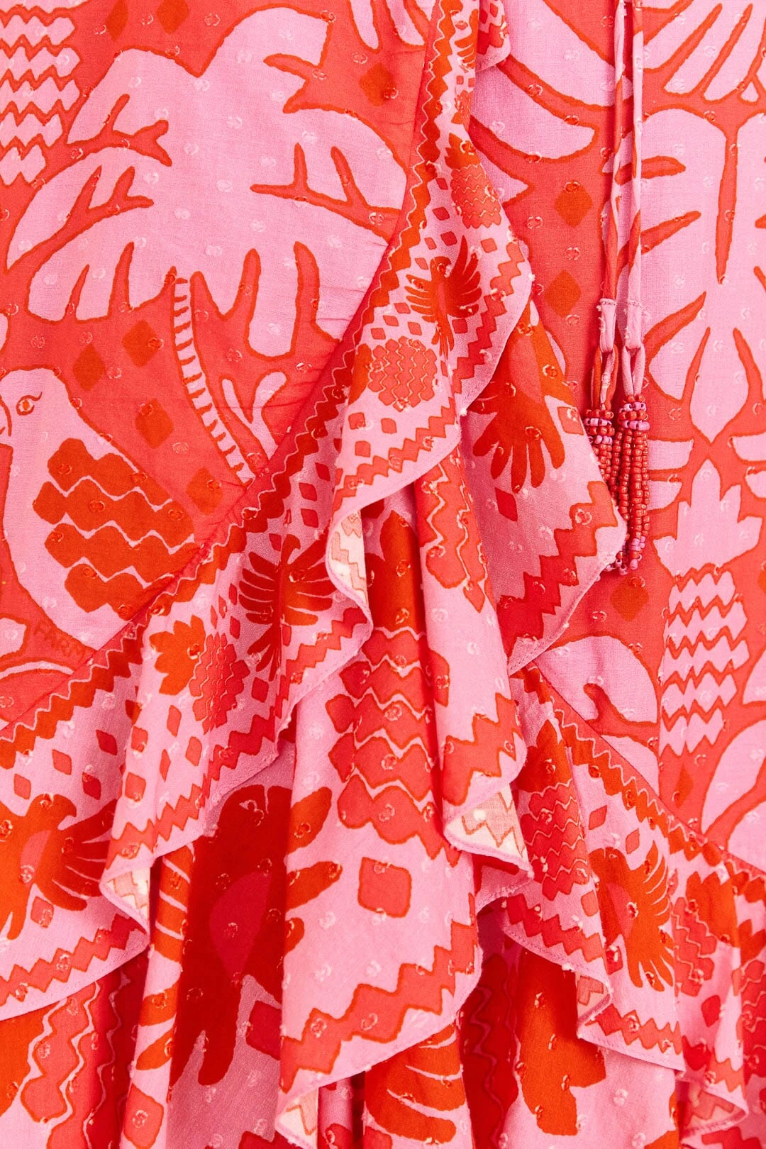 Farm Rio Red Jungle Scarf Wrap Midi Dress 4 Farm Rio Red Jungle Scarf Wrap Midi Dress - Image 4