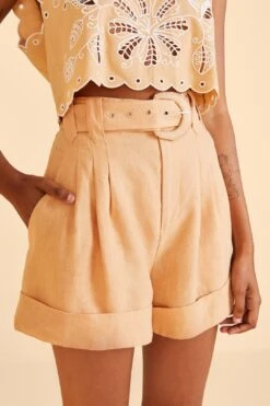 Farm Rio Beige Tailored Shorts -Colorful Wear Store 313601 03