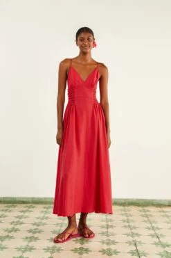 Farm Rio Red Sleeveless Midi Dress