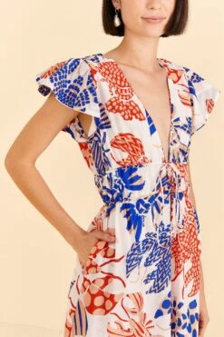 Farm Rio Off-White Mixed Lobsters Midi Dress -Colorful Wear Store 313608 03